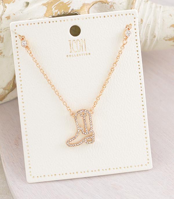 New Arrival :: Wholesale Rhinestone Cowboy Boot Necklace