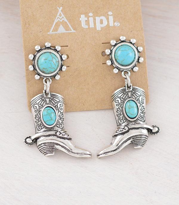 New Arrival :: Wholesale Tipi Brand Turquoise Cowboy Boot Earring