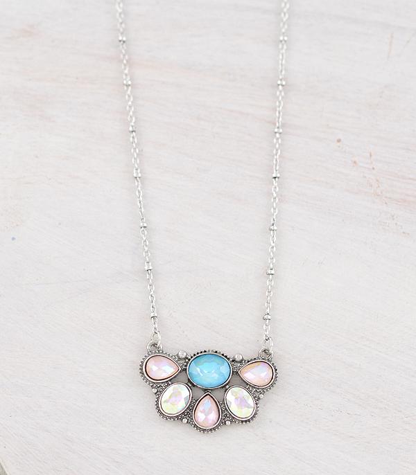 New Arrival :: Wholesale Western Glass Stone Concho Necklace