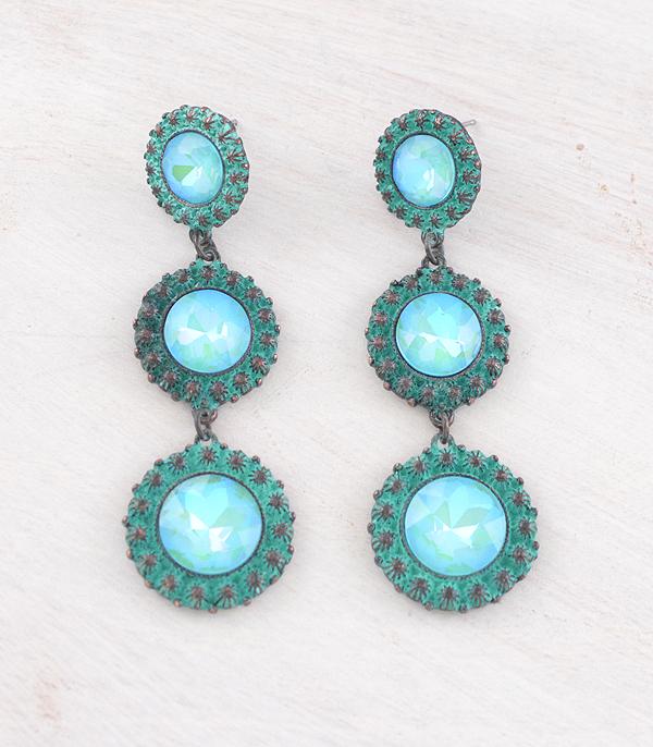 New Arrival :: Wholesale Western Glass Stone Concho Earrings