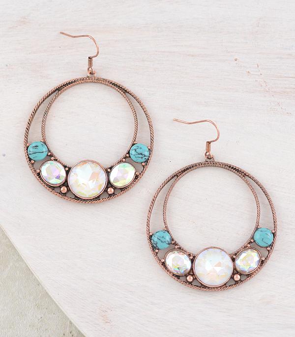 New Arrival :: Wholesale Western AB Turquoise Circle Earrings