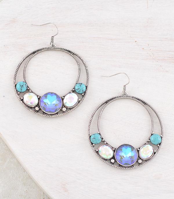 WHAT'S NEW :: Wholesale Western AB Turquoise Circle Earrings