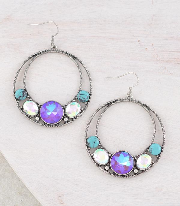 WHAT'S NEW :: Wholesale Western AB Turquoise Circle Earrings