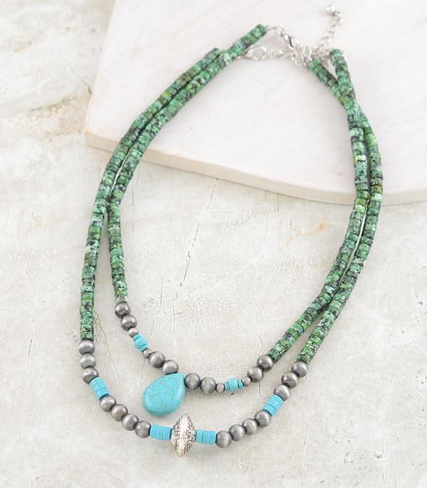 New Arrival :: Wholesale 2PC Set Turquoise Bead Necklace Set