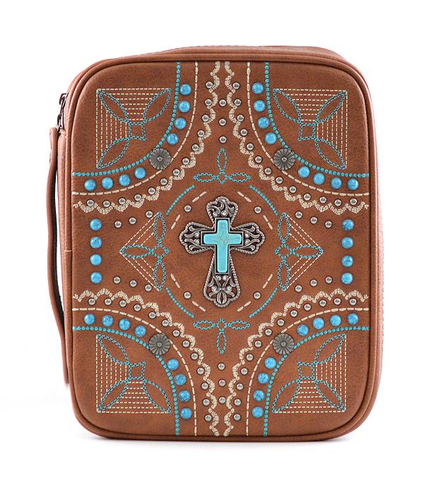 MONTANAWEST BAGS :: WESTERN PURSES :: Wholesale Montana West Turquoise Cross Bible Cover