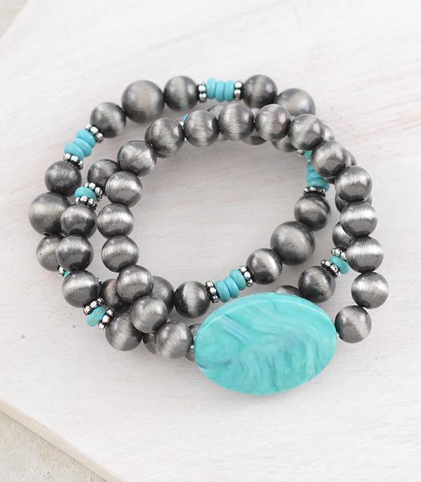 BRACELETS :: STRETCH-BEAD :: Wholesale Western Navajo Pearl Bead Bracelet Set
