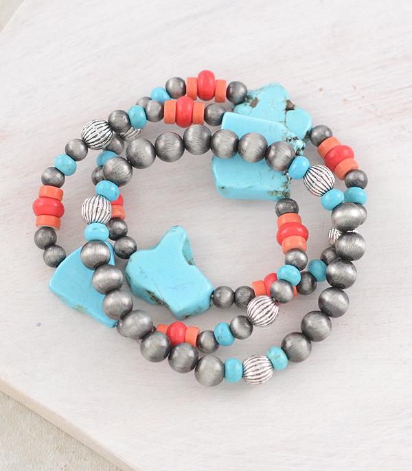 BRACELETS :: STRETCH :: Wholesale Western Navajo Pearl Bracelet Set