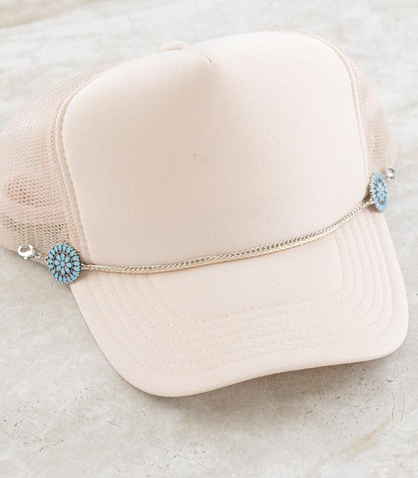 WHAT'S NEW :: Wholesale Turquoise Concho Trucker Hat Chain