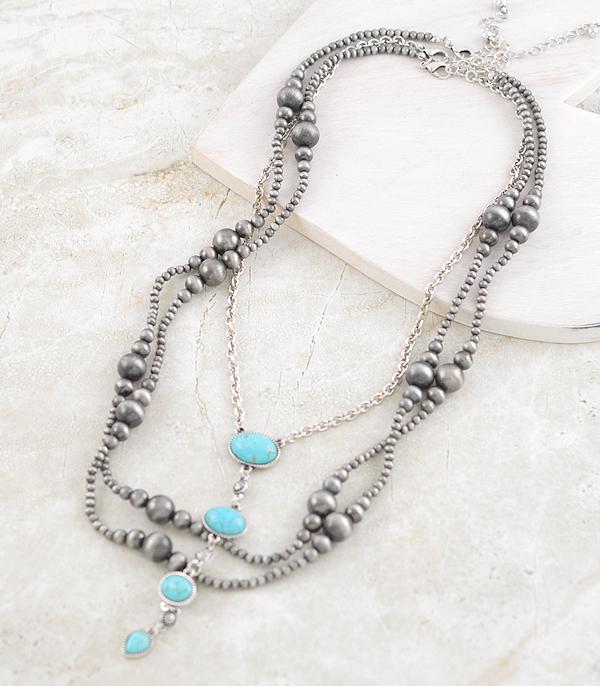 NECKLACES :: WESTERN LONG NECKLACES :: Wholesale 3PC Navajo Pearl Bead Necklace
