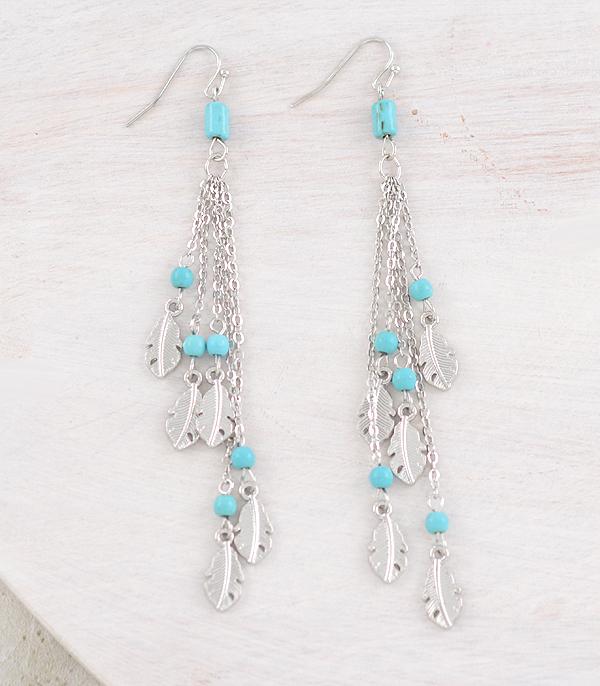 New Arrival :: Wholesale Turquoise Feather Earrings