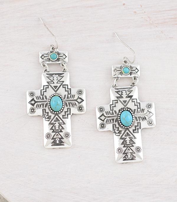 New Arrival :: Wholesale Western Turquoise Aztec Earrings