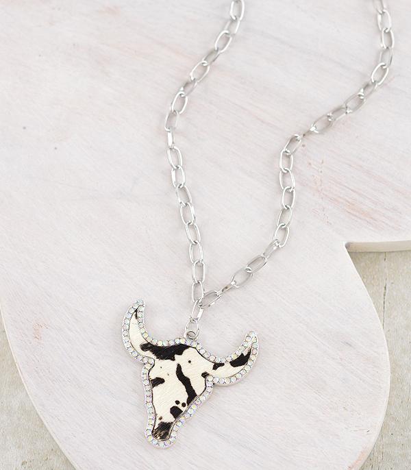 New Arrival :: Wholesale Cowhide Steer Skull Necklace