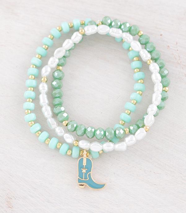 New Arrival :: Wholesale Cowgirl Boot Charm Bead Bracelet