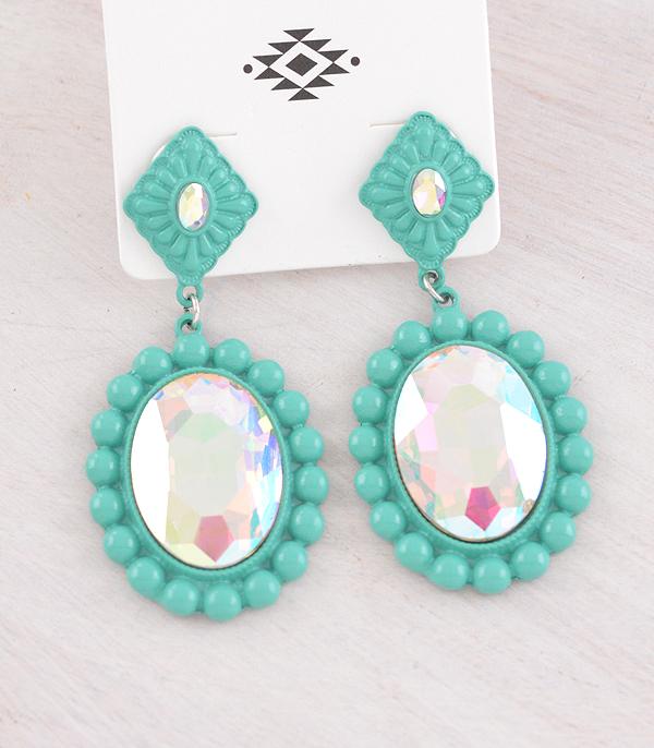 WHAT'S NEW :: Wholesale Iridescent Glass Stone Concho Earrings