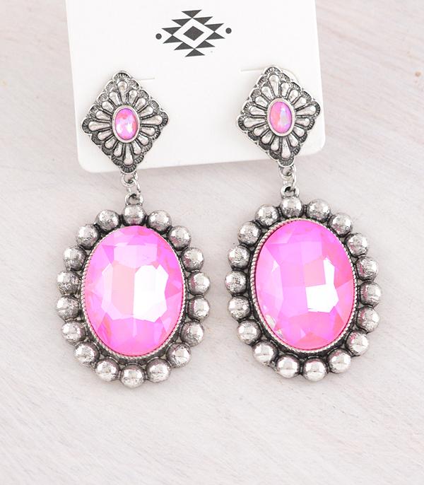 WHAT'S NEW :: Wholesale Iridescent Glass Stone Concho Earrings