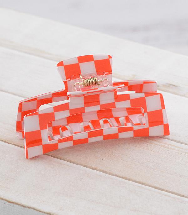 WHAT'S NEW :: Wholesale Checkered Game Day Hair Claw Clip