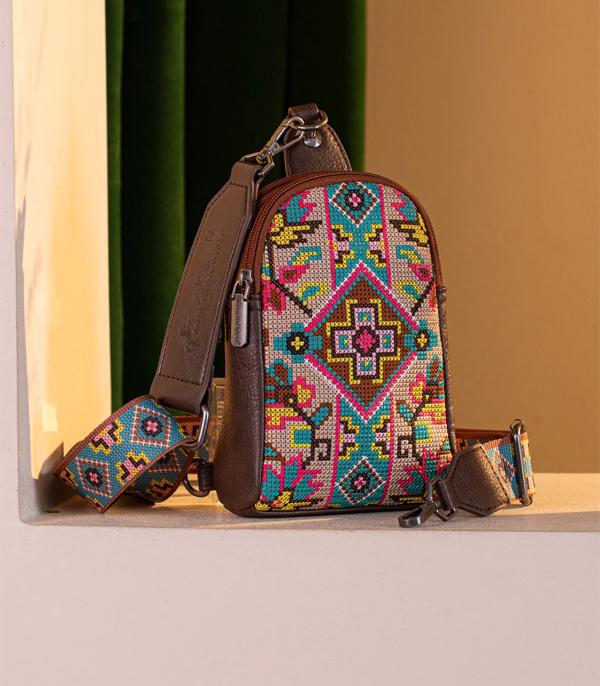 MONTANAWEST BAGS :: WESTERN PURSES :: Wholesale Montana West Aztec Embroidered Sling Bag