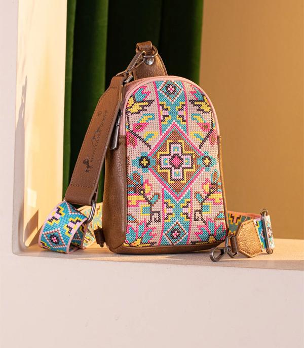 MONTANAWEST BAGS :: WESTERN PURSES :: Wholesale Montana West Aztec Embroidered Sling Bag