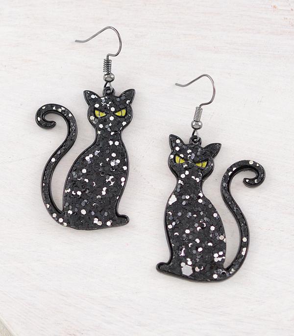 WHAT'S NEW :: Wholesale Glitter Cat Dangle Earrings