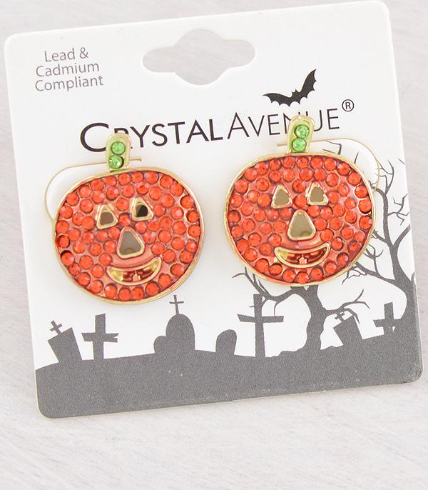 New Arrival :: Wholesale Rhinestone Pumpkin Earrings