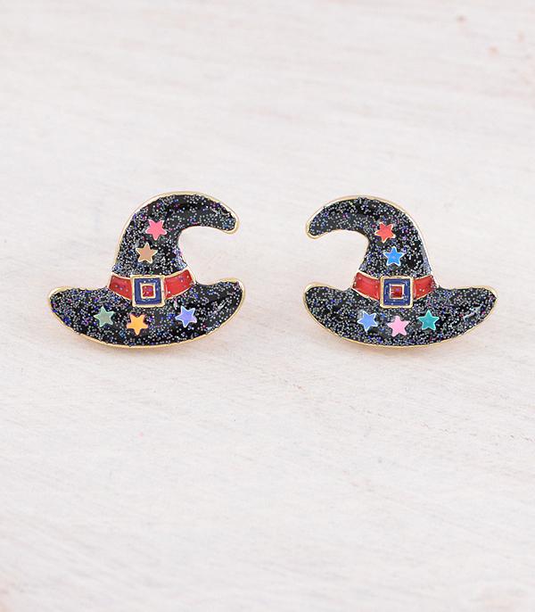 WHAT'S NEW :: Wholesale Halloween Glitter Witch Hat Earrings