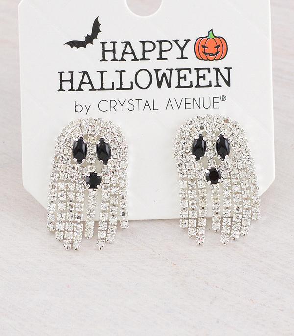 <font color=GREEN>HOLIDAYS</font> :: Wholesale Rhinestone Ghost Earrings