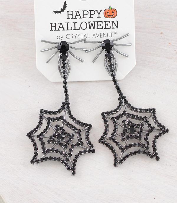 <font color=GREEN>HOLIDAYS</font> :: Wholesale Rhinestone Spider Earrings
