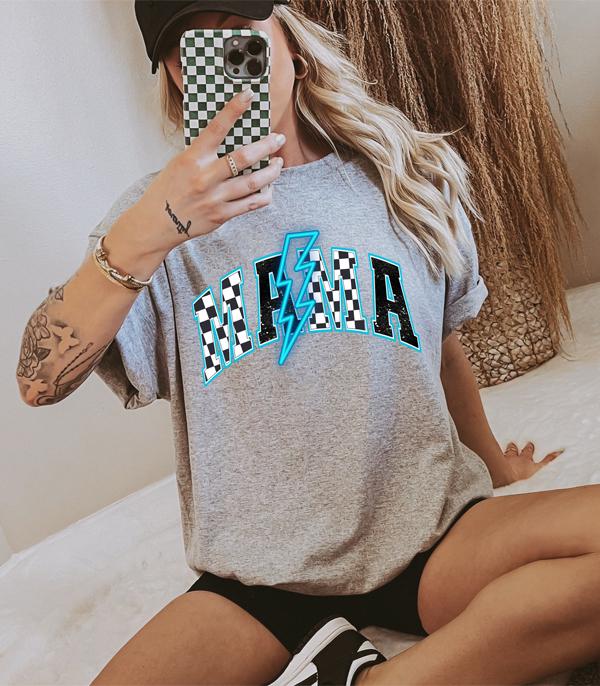 New Arrival :: Wholesale Checkered Mama Oversized Graphic Tshirt