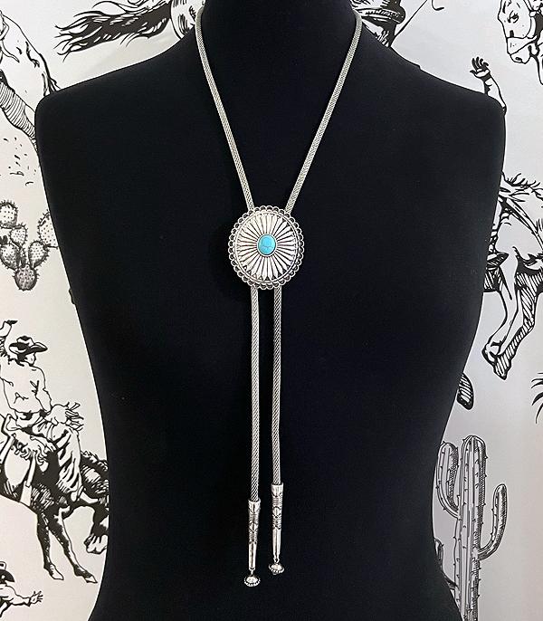 New Arrival :: Wholesale Western Turquoise Concho Bolo Necklace