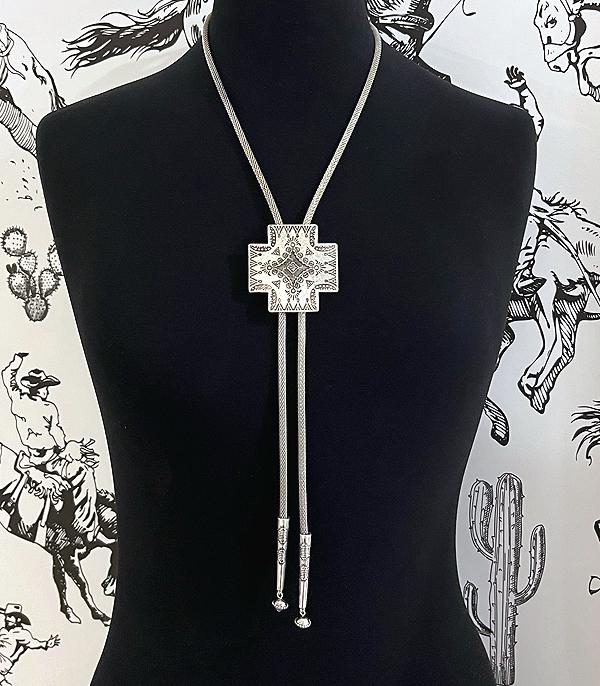 NECKLACES :: WESTERN TREND :: Wholesale Western Cross Concho Bolo Necklace