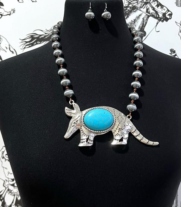 NECKLACES :: WESTERN TREND :: Wholesale Western Turquoise Armadillo Necklace Set