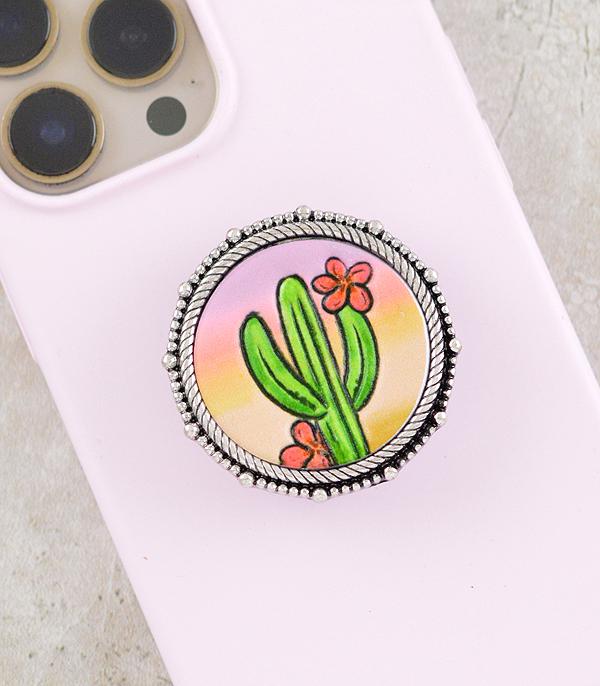 New Arrival :: Wholesale Western Cactus Faux Leather Phone Grip