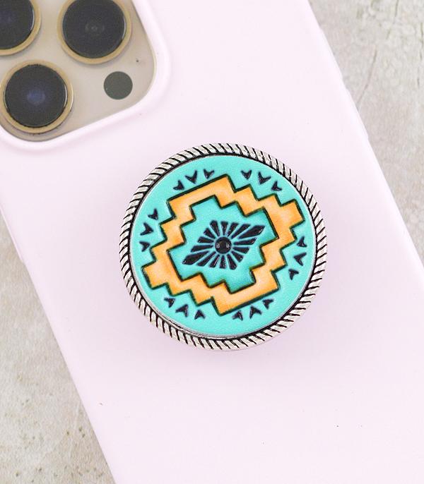 PHONE ACCESSORIES :: Wholesale Western Aztec Faux Leather Phone Grip