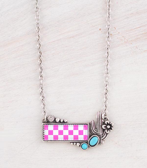 New Arrival :: Wholesale Western Checkered Bar Necklace