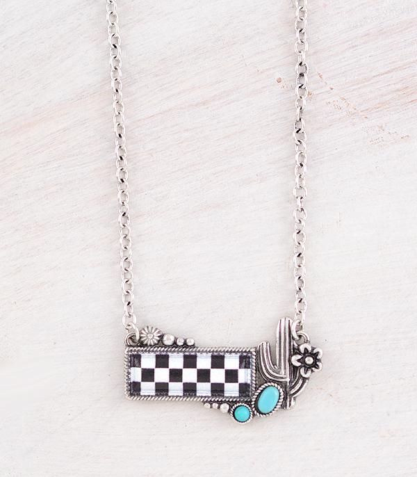 NECKLACES :: WESTERN TREND :: Wholesale Western Checkered Bar Necklace