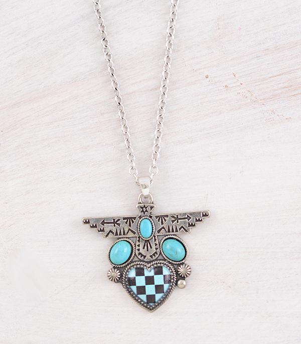 NECKLACES :: WESTERN TREND :: Wholesale Western Checkered Thunderbird Necklace