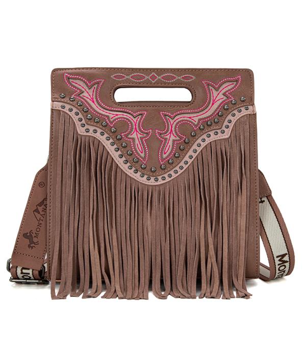 MONTANAWEST BAGS :: WESTERN PURSES :: Wholesale Boot Scroll Fringe Crossbody Tote Bag