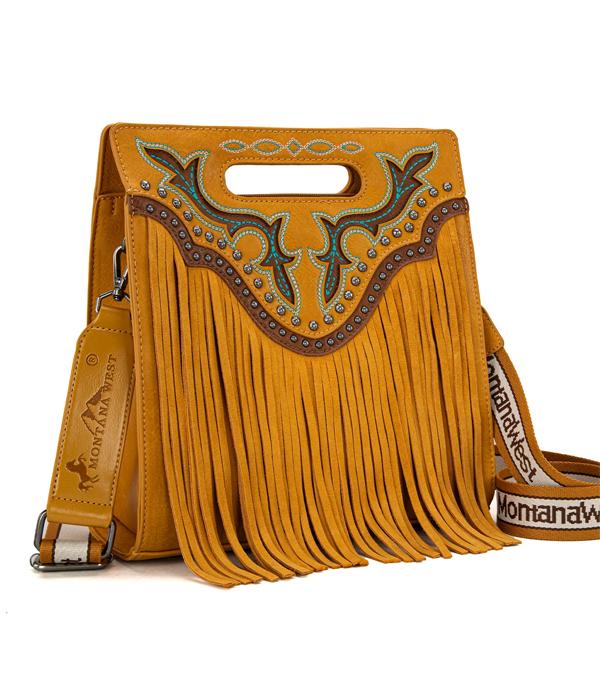 MONTANAWEST BAGS :: WESTERN PURSES :: Wholesale Boot Scroll Fringe Crossbody Tote Bag