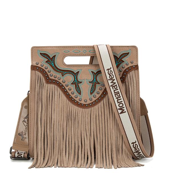 MONTANAWEST BAGS :: WESTERN PURSES :: Wholesale Boot Scroll Fringe Crossbody Tote Bag