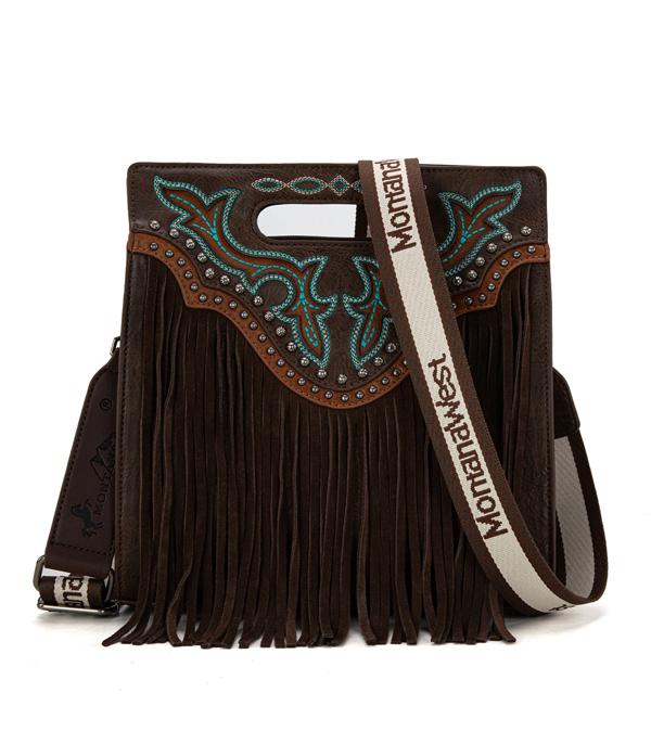 MONTANAWEST BAGS :: WESTERN PURSES :: Wholesale Boot Scroll Fringe Crossbody Tote Bag