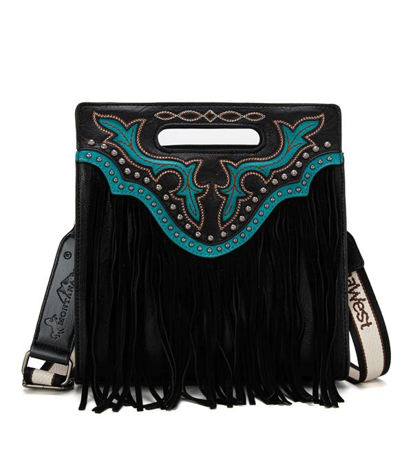 MONTANAWEST BAGS :: WESTERN PURSES :: Wholesale Boot Scroll Fringe Crossbody Tote Bag