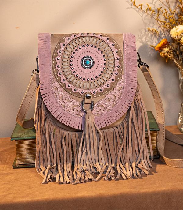 MONTANAWEST BAGS :: CROSSBODY BAGS :: Wholesale Montana West Concho Fringe Crossbody Bag