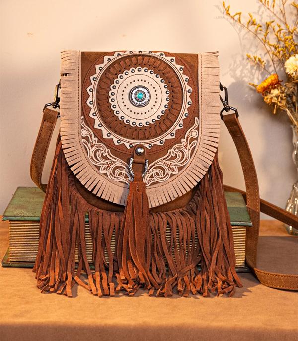 MONTANAWEST BAGS :: CROSSBODY BAGS :: Wholesale Montana West Concho Fringe Crossbody Bag