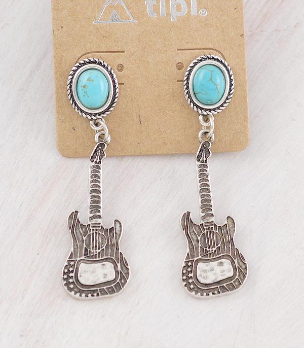 EARRINGS :: WESTERN POST EARRINGS :: Wholesale Western Turquoise Guitar Earrings