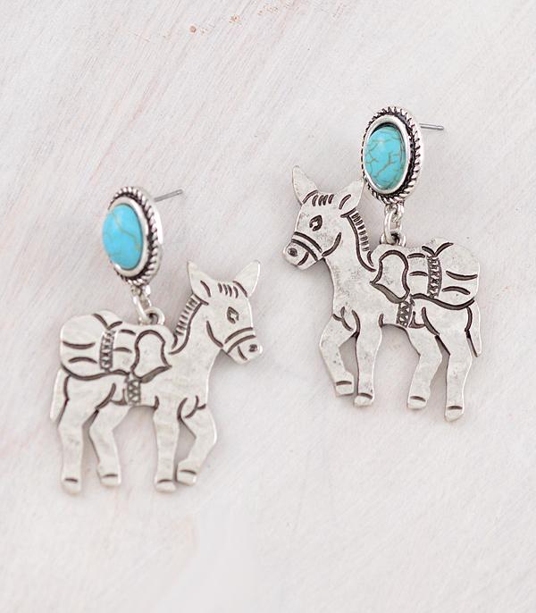 New Arrival :: Wholesale Western Turquoise Donkey Earrings