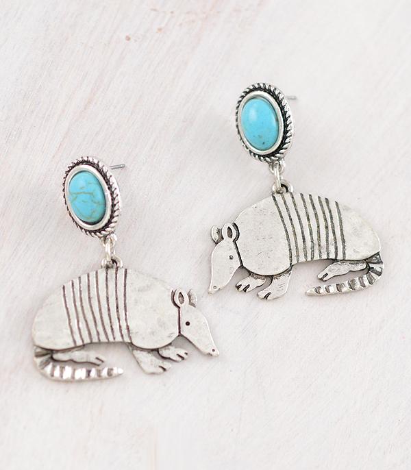 EARRINGS :: WESTERN POST EARRINGS :: Wholesale Western Turquoise Armadillo Earrings