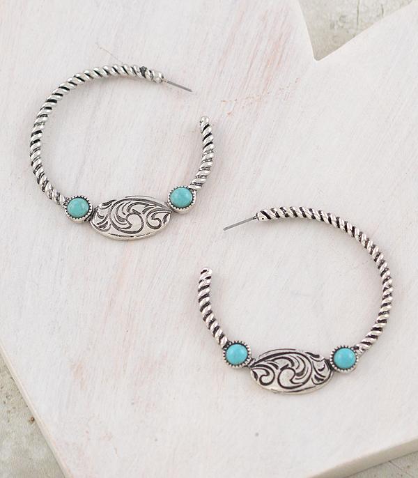 WHAT'S NEW :: Wholesale Western Turquoise Rope Hoop Earrings