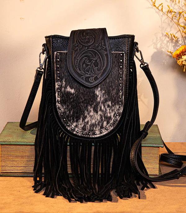 MONTANAWEST BAGS :: TRINITY RANCH BAGS :: Wholesale Trinity Ranch Cowhide Fringe Crossbody 