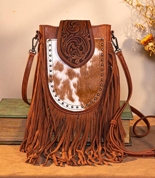 New Arrival :: Wholesale Trinity Ranch Cowhide Fringe Crossbody 