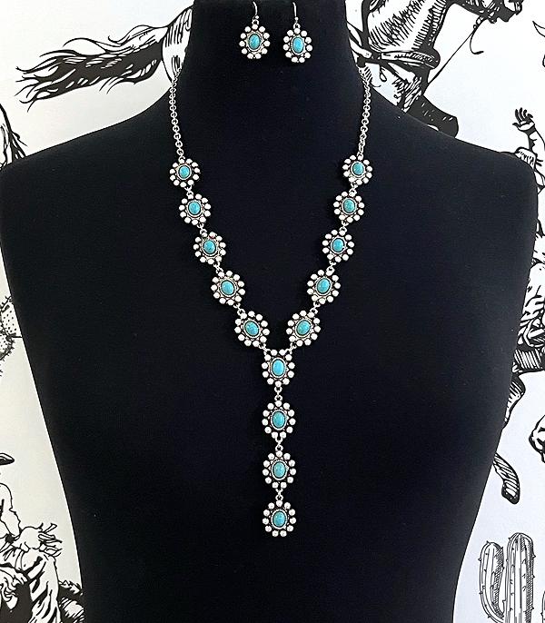 New Arrival :: Wholesale Western Turquoise Concho Necklace Set